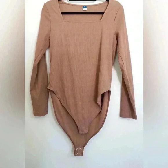 Old Navy brown long sleeve body suit with square neckline. - Picture 1 of 2